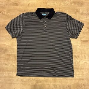 PGA Tour Men's Navy and White Striped Polo Shirt